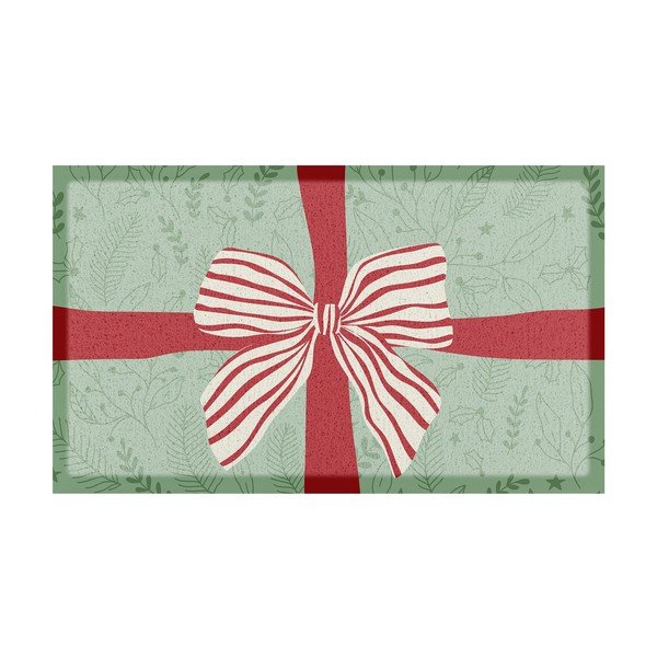 Rohožka s vianočným motívom z recyklovaného plastu 40x70 cm Red & White Stripe Bow – Artsy Doormats