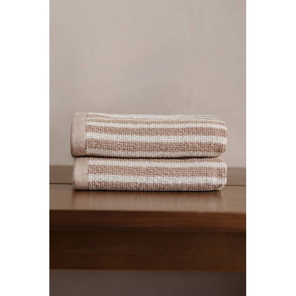 Béžové/krémovobiele bavlnené uteráky v súprave 2 ks 30x50 cm Dixie – Jotex-image-1