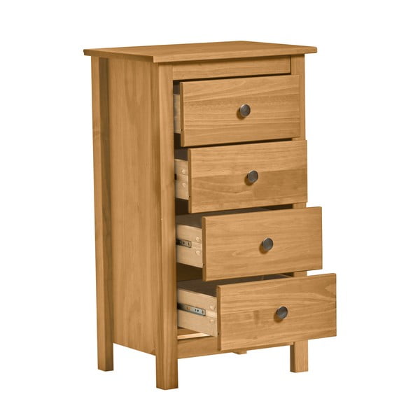 Prírodná komoda z masívneho borovicového dreva so 4 zásuvkami Marckeric Berna-image-2