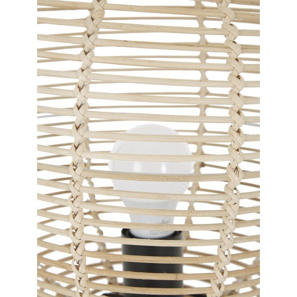 Čierna stolová lampa s ratanovým tienidlom Westwing Collection Wasa, výška 38 cm-image-1