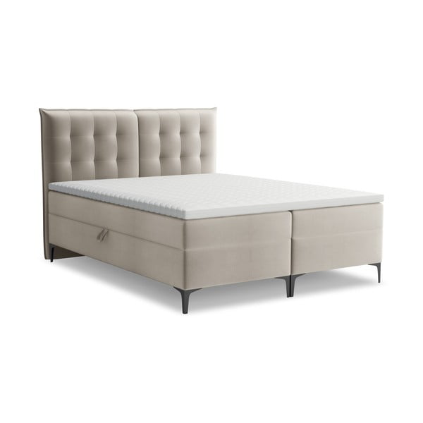 Taupe boxspring posteľ s úložným priestorom 140x200 cm Mikana – Makamii