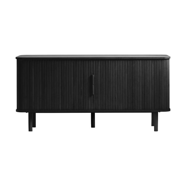 Čierna nízka komoda v dekore duba s posuvnými dverami 76x160 cm Cavo – Unique Furniture-image-2