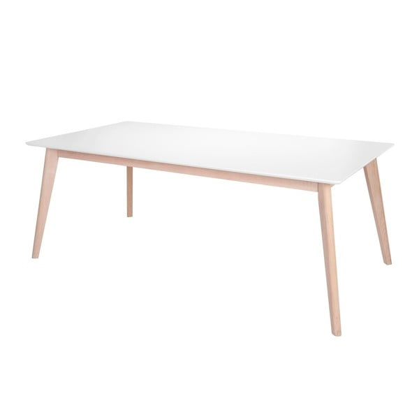 Biely jedálenský stôl s nohami z dubového dreva Interstil Century, dĺžka 200 cm