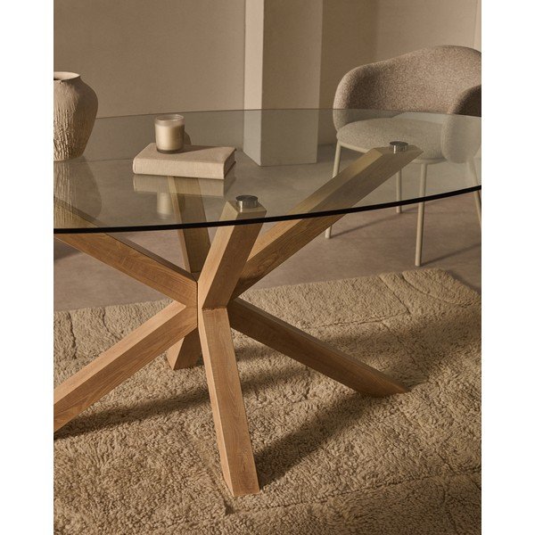 Jedálenský stôl so sklenenou doskou 100x200 cm Argo – Kave Home-image-2