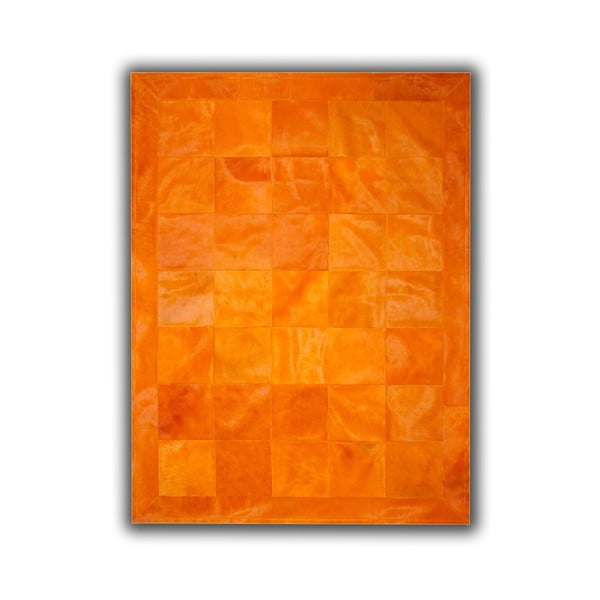 Koberec z pravej kože Plain Orange, 140x200 cm