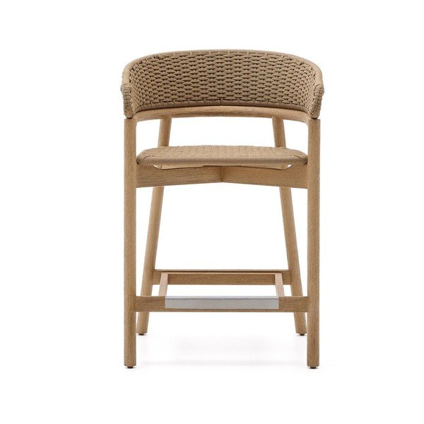 Drevená záhradná barová stolička v prírodnej farbe Arinella – Kave Home-image-2