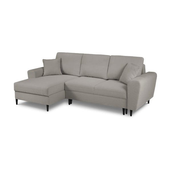 Svetlosivá rozkladacia/s úložným priestorom rohová pohovka z textílie buklé (ľavý roh/s leňoškou) Kyoto – Cosmopolitan Design-image-1