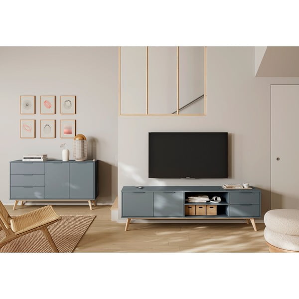 Komoda sivozelená 140x81x40 cm Pisco – Marckeric-image-1