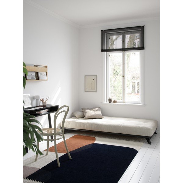 Čierna jednolôžková posteľ z masívneho borovicového dreva s matracom Karup Design Senza Double, 90 x 200 cm-image-3