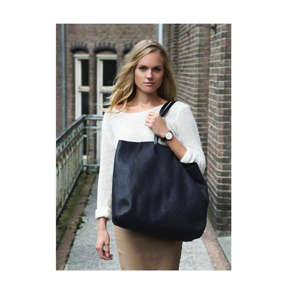 Kožená kabelka O My Bag Jazzy Less, polnočná modrá-image-4