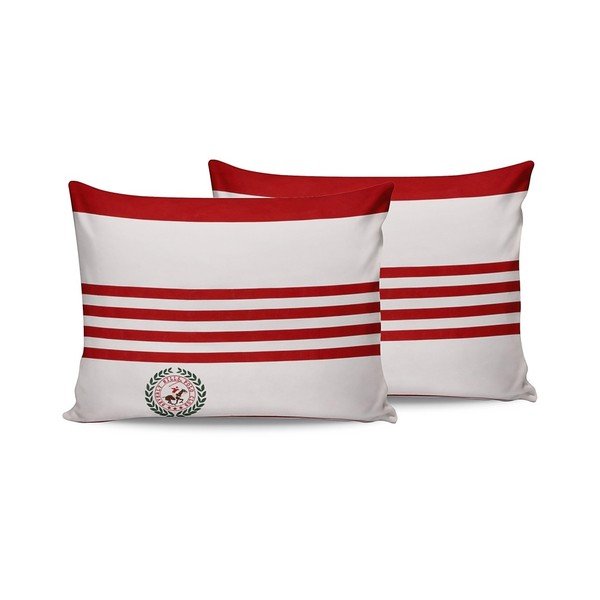 Sada 2 červeno-bielych bavlnených obliečok na vankúše Beverly Hills Polo Club Rojo, 50 × 70 cm