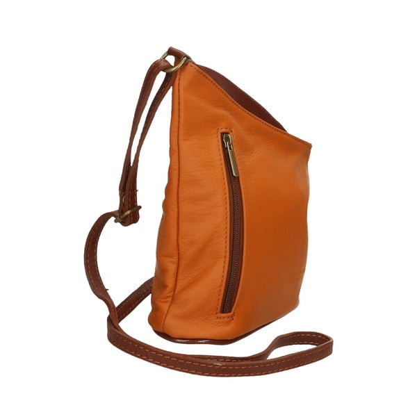 Koňakovohnedá kožená kabelka Chicca Borse Garturo-image-4