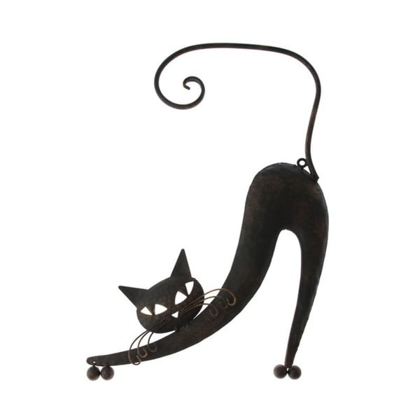Hnedá kovová nástenná dekorácia Dakls Cat