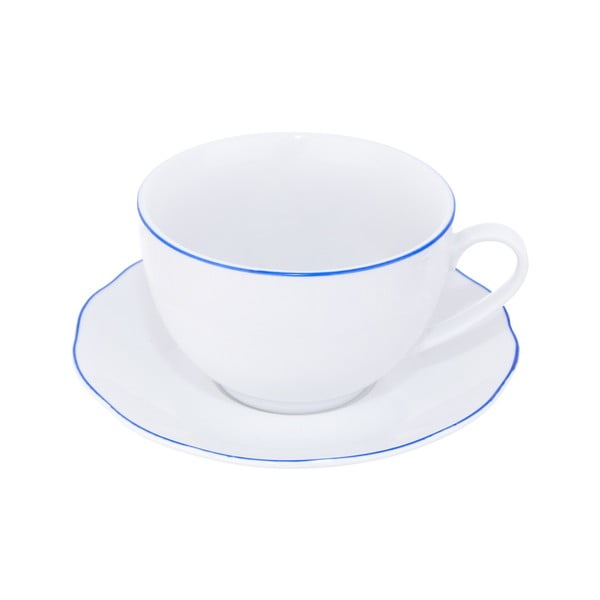 Biely porcelánový hrnček s tanierikom Orion Blue Line, 280 ml