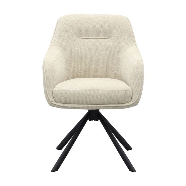 Krémovobiele čalúnené jedálenské kreslo s podrúčkami Avola – Unique Furniture-image-1