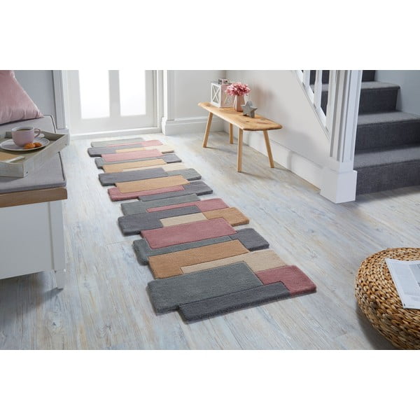 Vlnený koberec Flair Rugs Collage Earthy, 60 x 230 cm-image-1