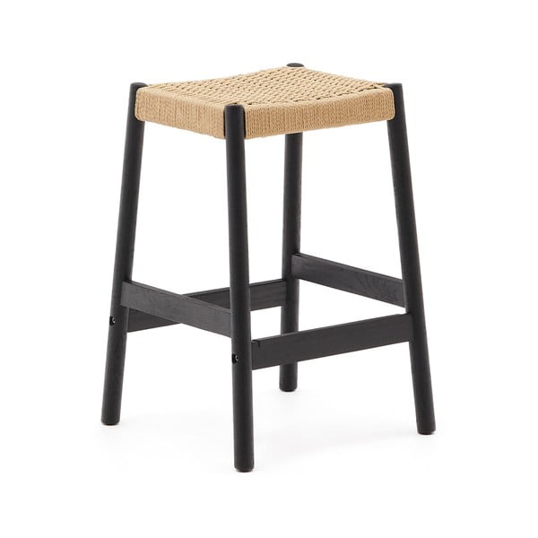 Čierne/v prírodnej farbe barové stoličky v súprave 2 ks z dubového dreva (výška sedadla 66 cm) Yalia – Kave Home