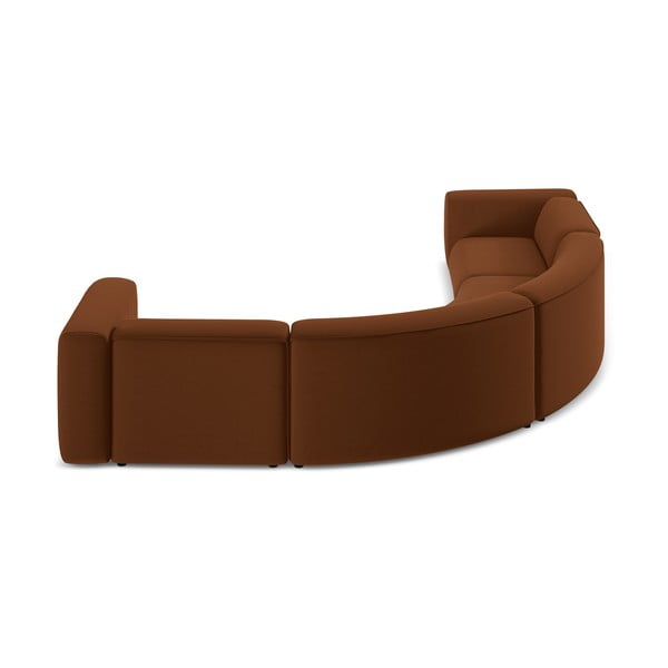 Oranžová/hnedá zamatová rohová pohovka Ekahi – Makamii-image-4