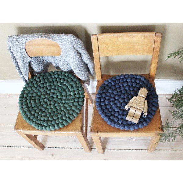 Tmavomodrý guľôčkový vlnený detský vankúš na sedenie Wooldot Ball Chair Pad, ⌀ 30 cm-image-3