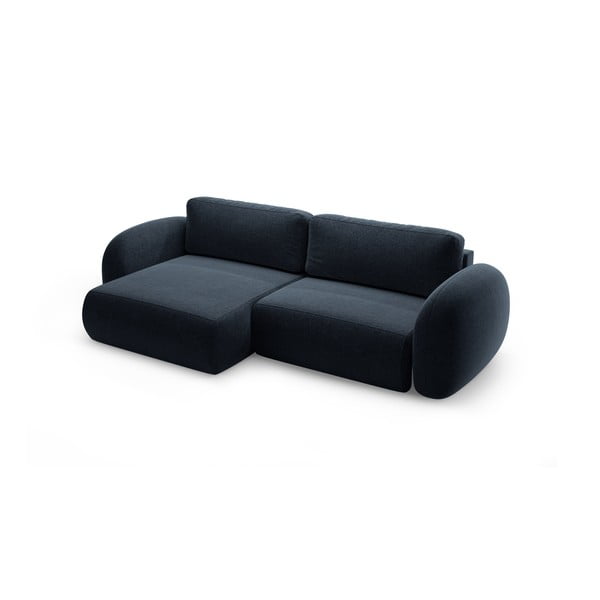 Tmavomodrá ženilková rozkladacia/s úložným priestorom rohová pohovka Tonale – Cosmopolitan Design-image-2