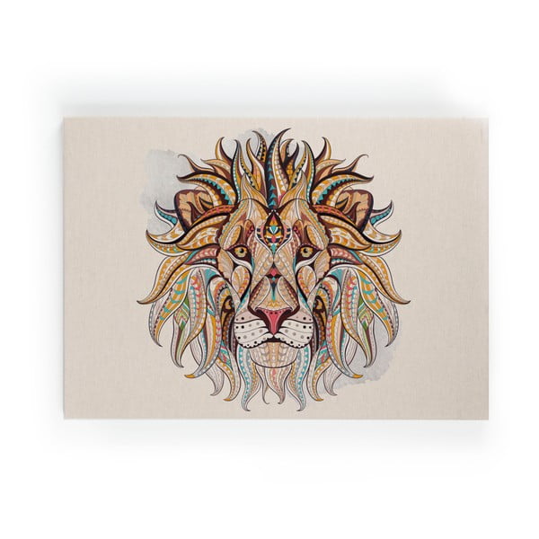 Drevená nástenná dekoratívna ceduľa Surdic Lino Lion, 50 × 70 cm