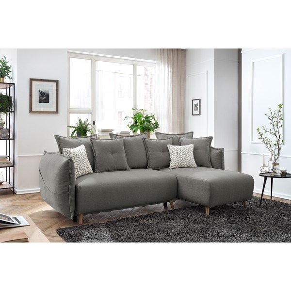 Svetlosivá rozkladacia rohová pohovka (variabilná) Nessa – Bobochic Paris-image-1