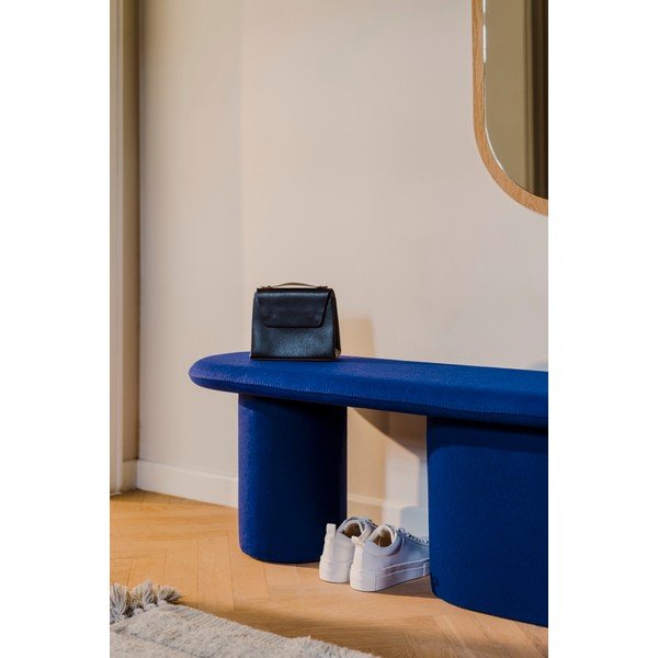 Modrá vlnená polstrovaná lavica Rull – noo.ma-image-3