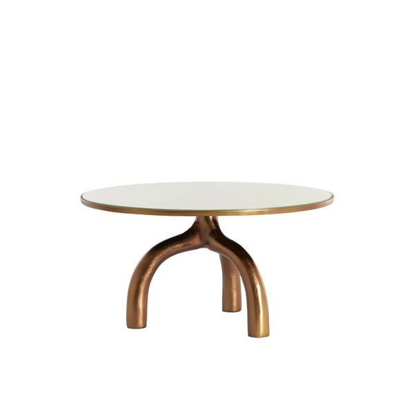 Sklenený okrúhly konferenčný stolík v bronzovej a béžovej farbe ø 76 cm Mello – Light & Living