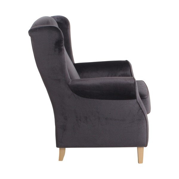 Antracitovosivé kreslo ušiak Max Winzer Lorris Velour Anthracite-image-3