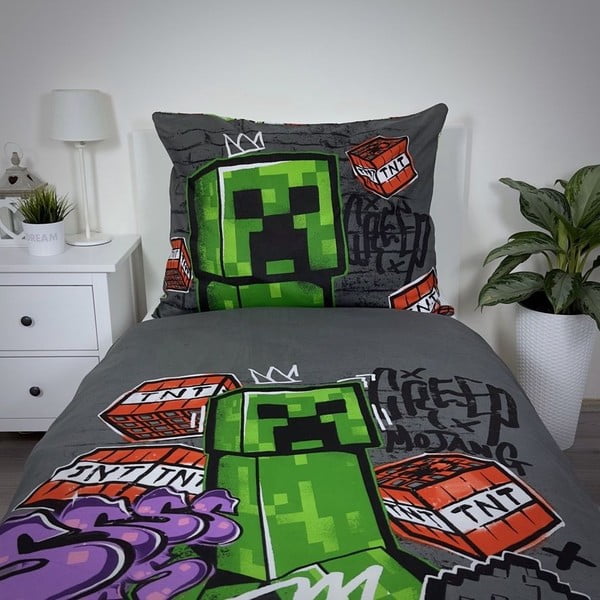 Bavlnené detské obliečky na jednolôžko 140x200 cm Minecraft Metro Art – Jerry Fabrics-image-3