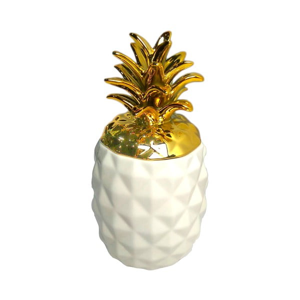 Bielo-zlatá dekorácia Maiko Pineapple, stredná