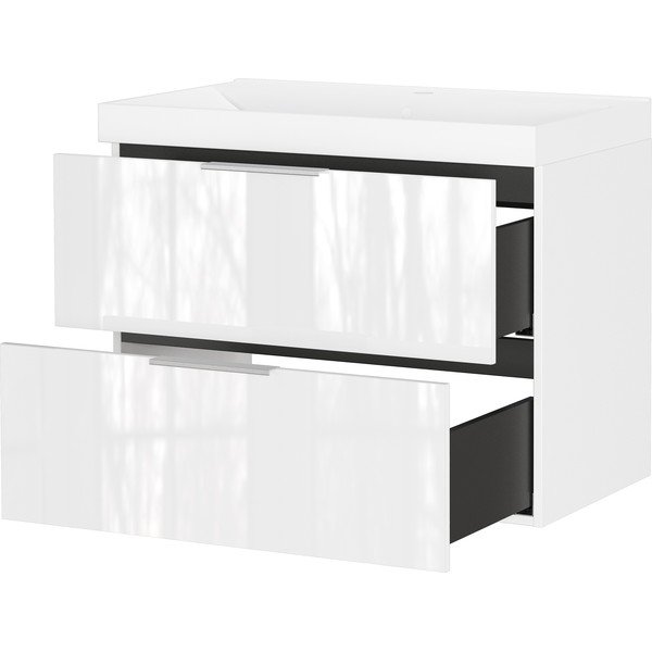 Biela lesklá závesná skrinka pod umývadlo 81x65 cm Celano – Germania-image-4