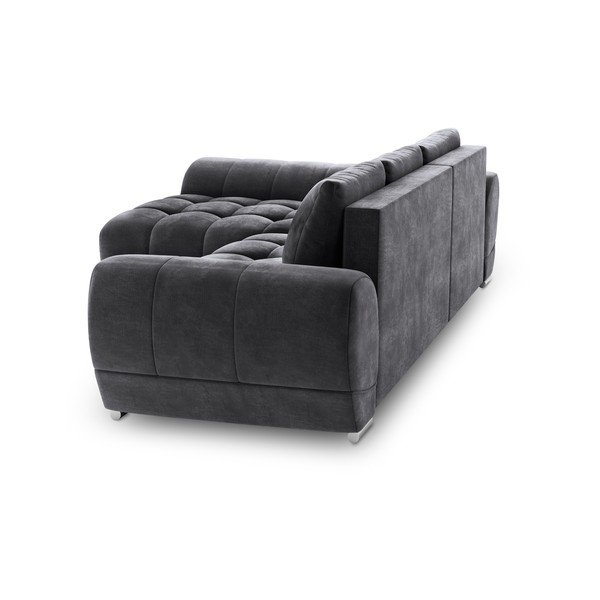 Tmavosivá rozkladacia rohová pohovka so zamatovým poťahom Windsor & Co Sofas Nuage, ľavý roh-image-4