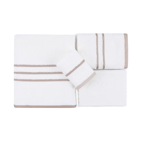 Biele bavlnené uteráky a osušky v súprave 4 ks Linda – Foutastic-image-3