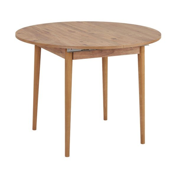 Okrúhly rozkladací jedálenský stôl s prídavnou doskou v dekore borovice ø 100 cm Viona – Kalune Design