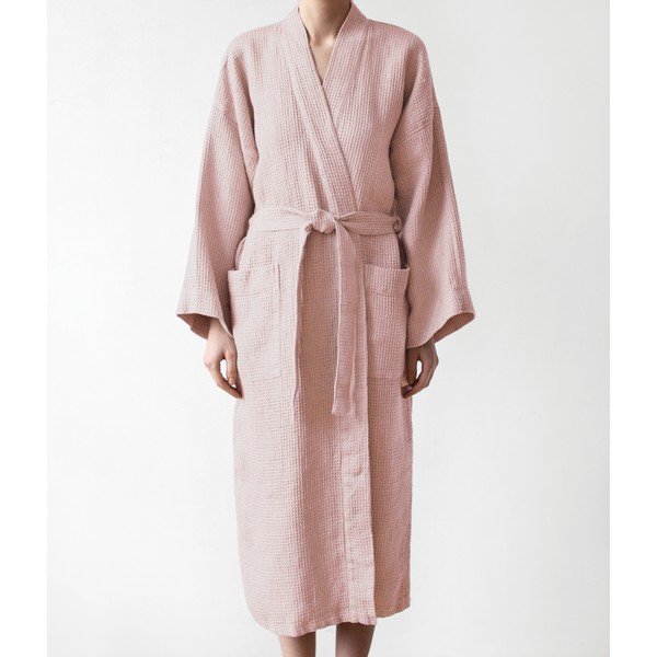 Unisex púdrovoružový župan z bavlny a ľanu Linen Tales, veľ. L