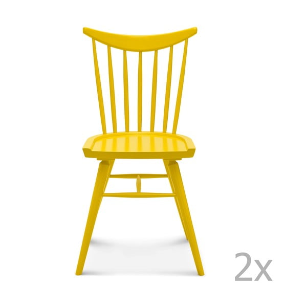 Sada 2 žltých drevených stoličiek Fameg Anton