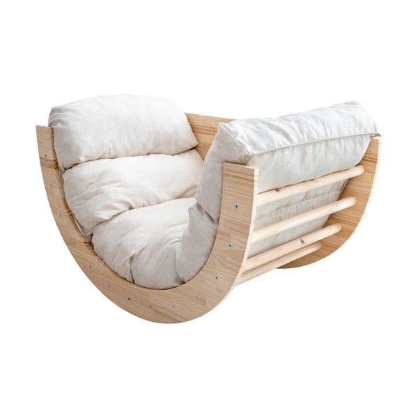 Hojdačka z borovicového dreva v prírodnej farbe 60x100x60 cm Montessori – Little Nice Things-image-2