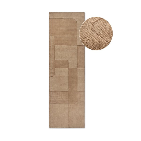 Béžový ručne tkaný vlnený behúň 80x250 cm Charlotte – Villeroy&Boch