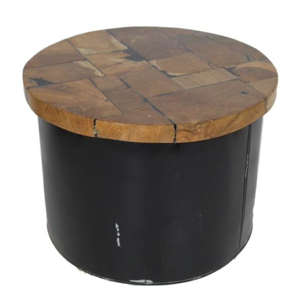 Odkladací stolík z teakového dreva HSM Collection Drum, ⌀ 55 cm