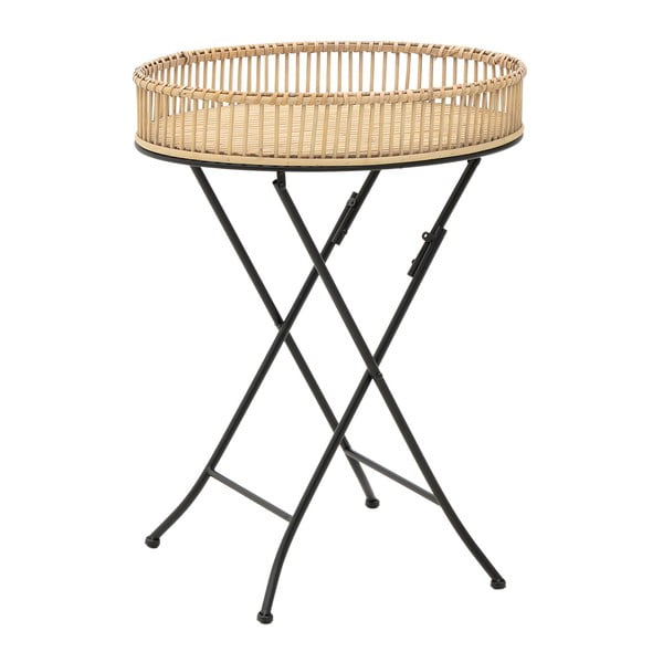 Drevený príručný stolík s kovovými nohami InArt, ⌀ 54,5 × 69,5 cm
