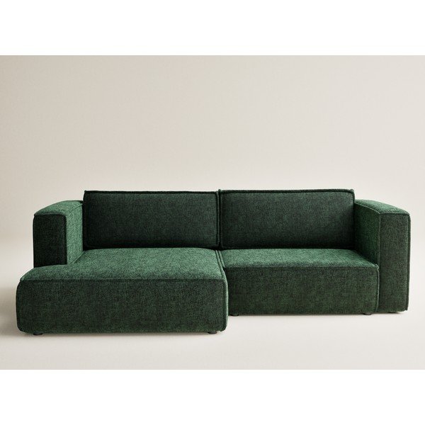 Tmavozelená ženilková rozkladacia/s úložným priestorom rohová pohovka (ľavý roh/s leňoškou) Velto – Maison de Rêve-image-2