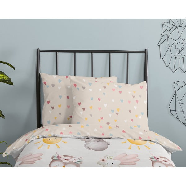 Hnedé/béžové bavlnené detské obliečky do postieľky 100x135 cm Hugs – Good Morning-image-2