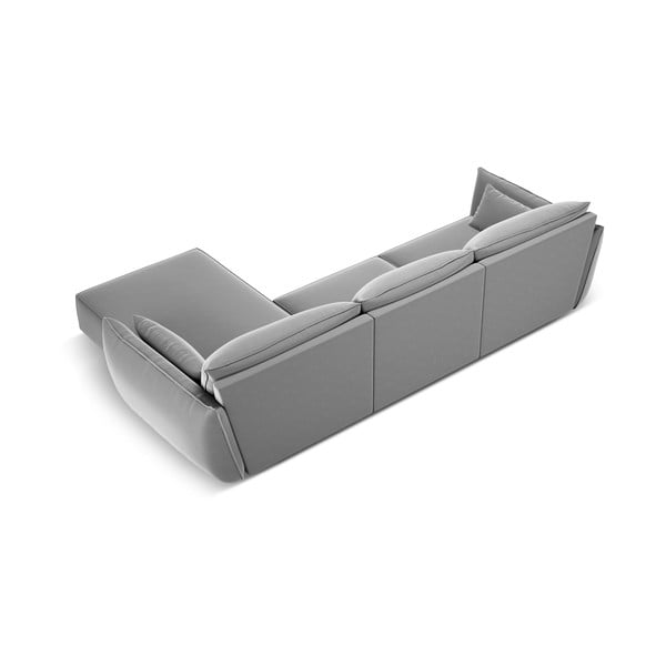 Svetlosivá zamatová rohová pohovka (pravý roh/s leňoškou) Vanda – Mazzini Sofas-image-3