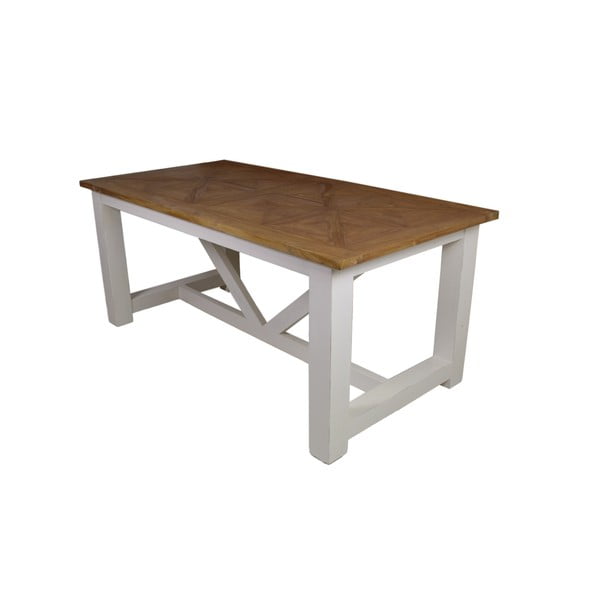 Biely jedálenský stôl z teakového a mahagónového dreva HSM Collection Mosaic, 200 x 100 cm