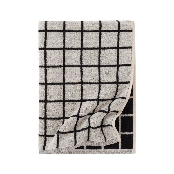 Čierny/béžový bavlnený uterák 50x70 cm Grid – Jotex