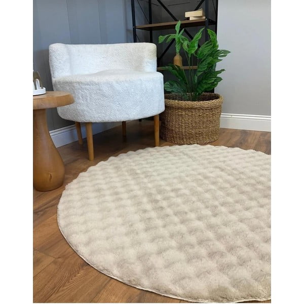 Béžový umývateľný okrúhly koberec ø 80 cm Bubble Cream – Mila Home-image-2