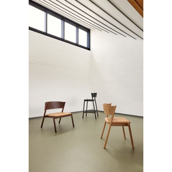 Čierna barová stolička v dekore duba (výška sedadla 75 cm) Oblique – Hübsch-image-1