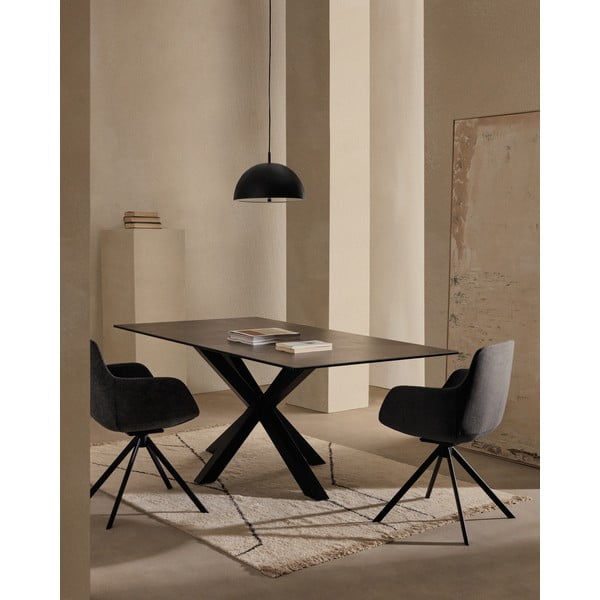 Čierne závesné svietidlo s kovovým tienidlom ø 39,5 cm Catlar – Kave Home-image-2