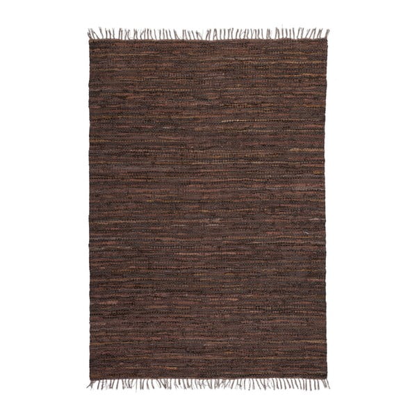 Hnedý kožený koberec Rajpur, 70x130cm